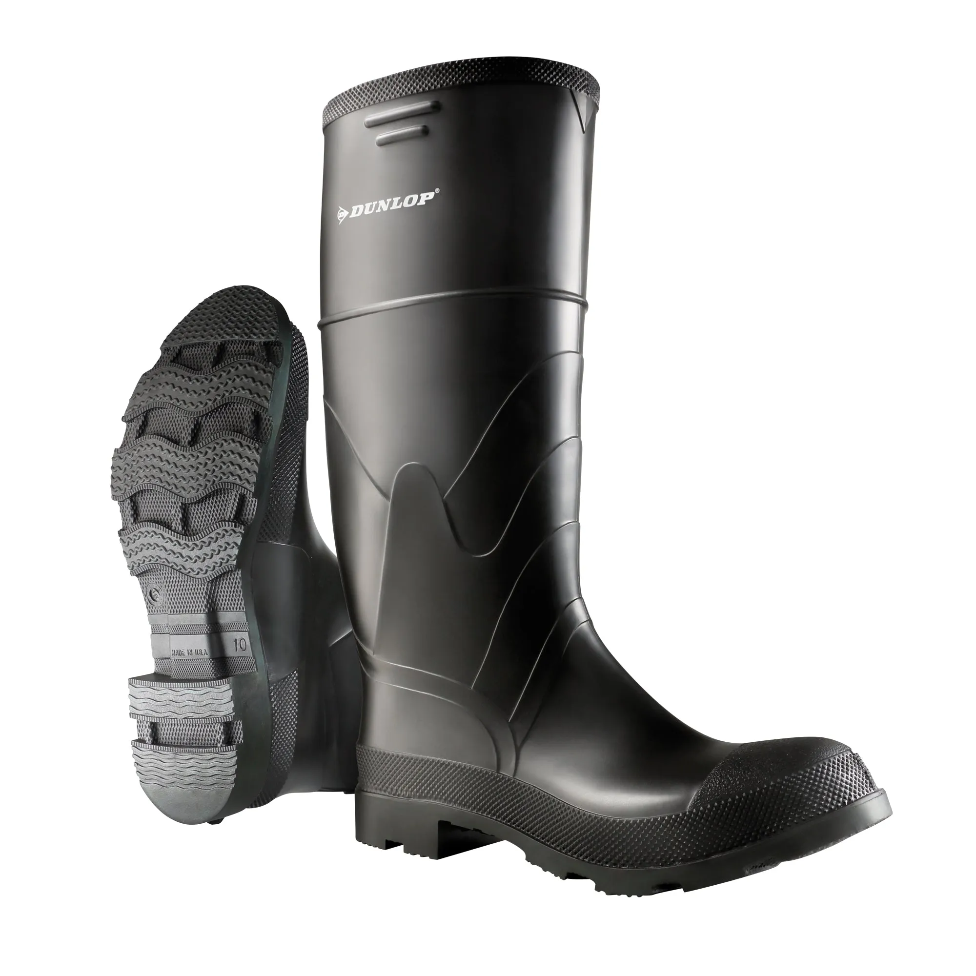 16" Economy Boots, PVC, Steel Toe, Size 10, Puncture Resistant Sole