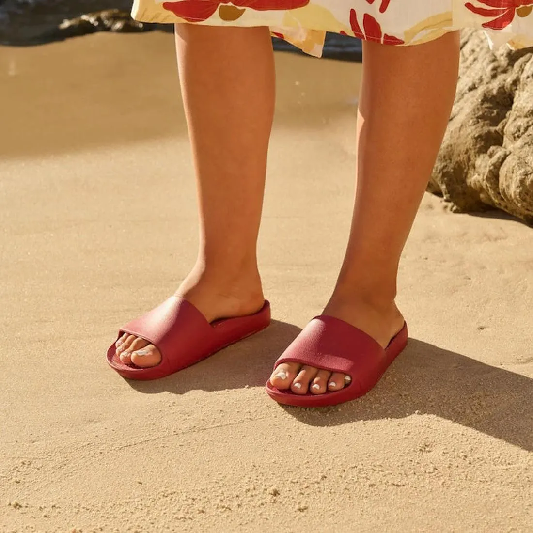 Archies Arch Support Slide Sangria Red