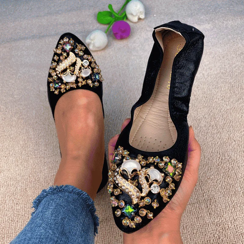 Belifi Rhinestone Flats Casual Comfort Dressy Flats For Wedding Fox Slippers CF305