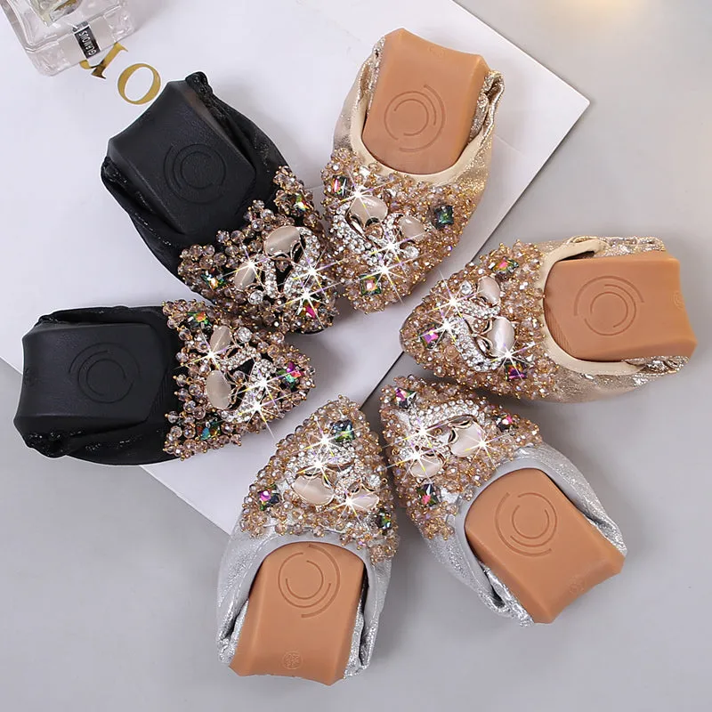 Belifi Rhinestone Flats Casual Comfort Dressy Flats For Wedding Fox Slippers CF305