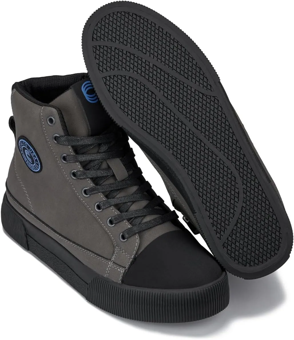 CALTO Men's Invisible Height Increasing Elevator Shoes - Zip-up Cap Toe High Top Sneaker Boots - 2.4 Inches Taller