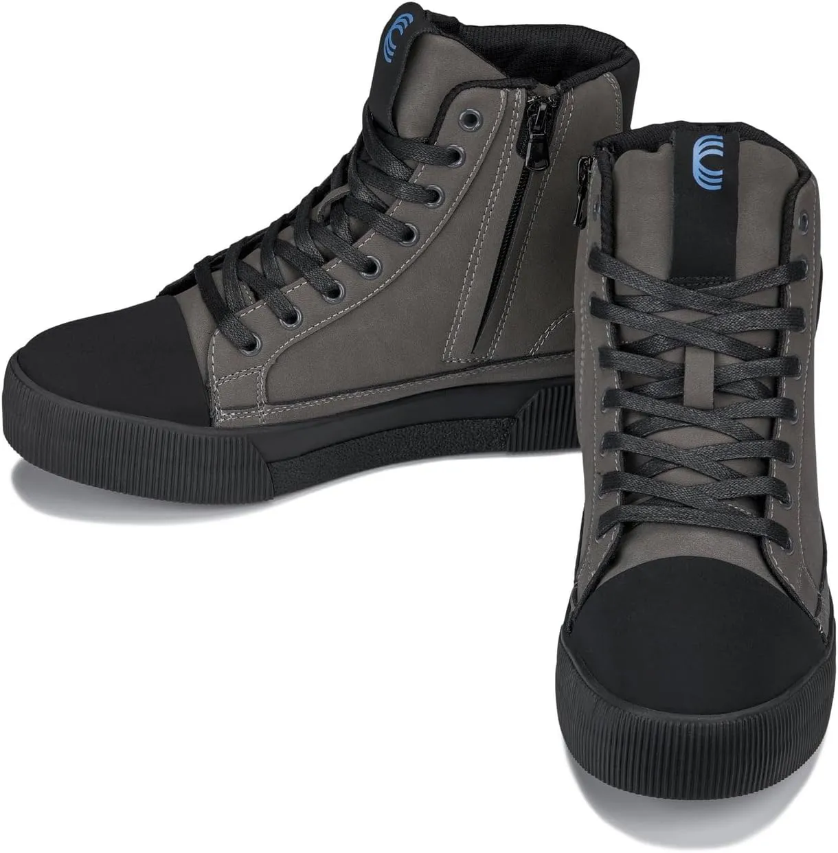 CALTO Men's Invisible Height Increasing Elevator Shoes - Zip-up Cap Toe High Top Sneaker Boots - 2.4 Inches Taller
