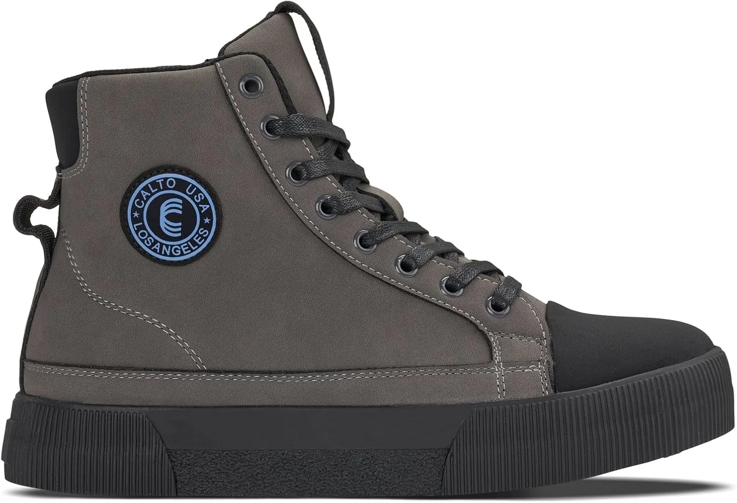 CALTO Men's Invisible Height Increasing Elevator Shoes - Zip-up Cap Toe High Top Sneaker Boots - 2.4 Inches Taller
