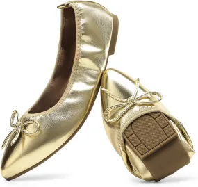 DREAM PAIRS Women's Foldable Flats Shoes Pointed Toe Ballet Flats Bowknot Comfort Slip on Dress Shoes