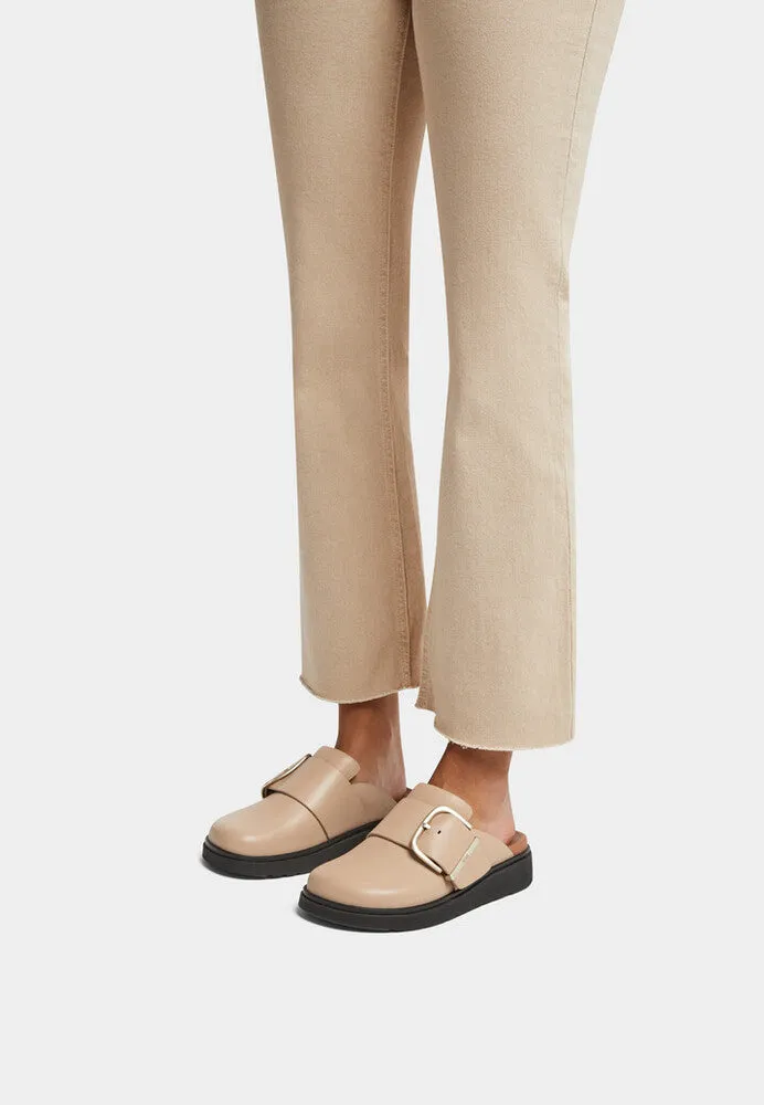 FitFlop Gen-FF Maxi Buckle Leather Mules Latte Beige
