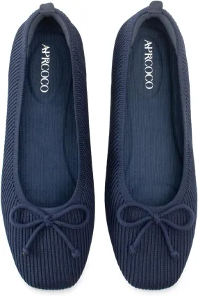 Flats for Women Bowknot Ballet Knit Foldable Flat Square Toe Comfort Light Shoes Office Low Top Flats