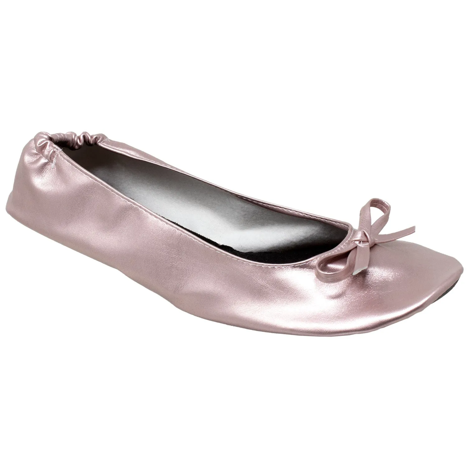Foldable Ballet Flats Women's Travel Portable Comfortable Shoes Gold PU SOBEYO