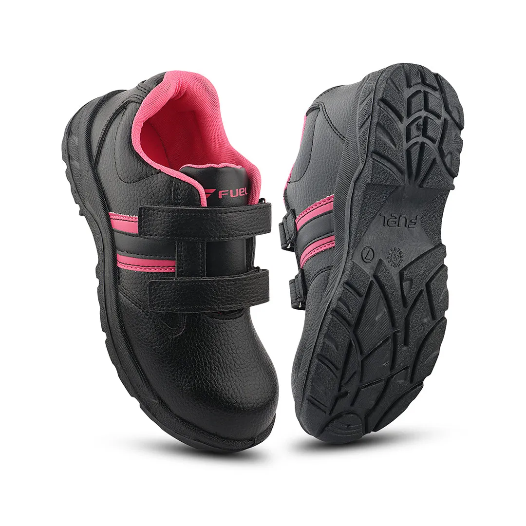 Fuel Riga Leather Safety Shoes for Women's Steel Toe Cap With Single Density PVC Sole (Black)