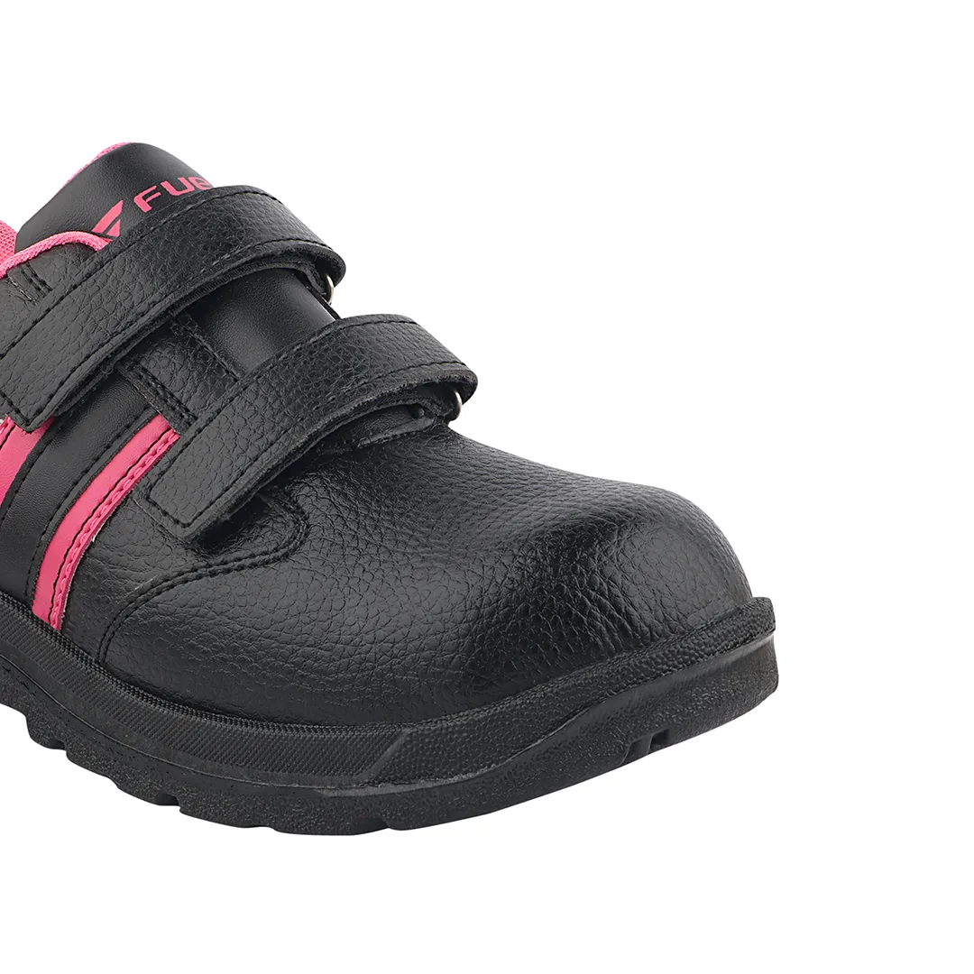 Fuel Riga Leather Safety Shoes for Women's Steel Toe Cap With Single Density PVC Sole (Black)