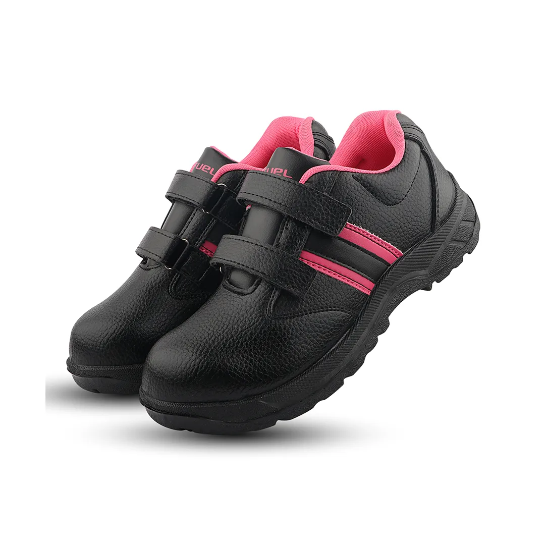 Fuel Riga Leather Safety Shoes for Women's Steel Toe Cap With Single Density PVC Sole (Black)
