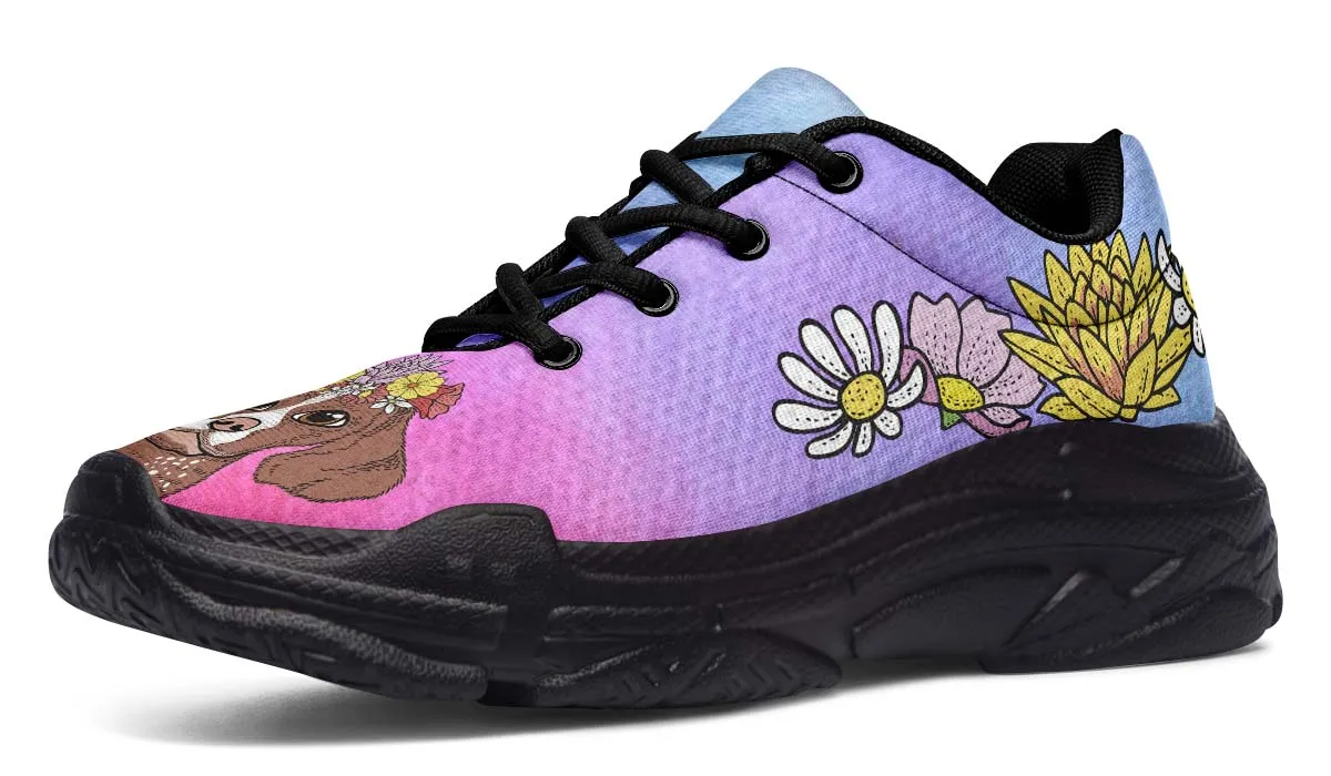 Fun Floral German Shorthair Chunky Sneakers