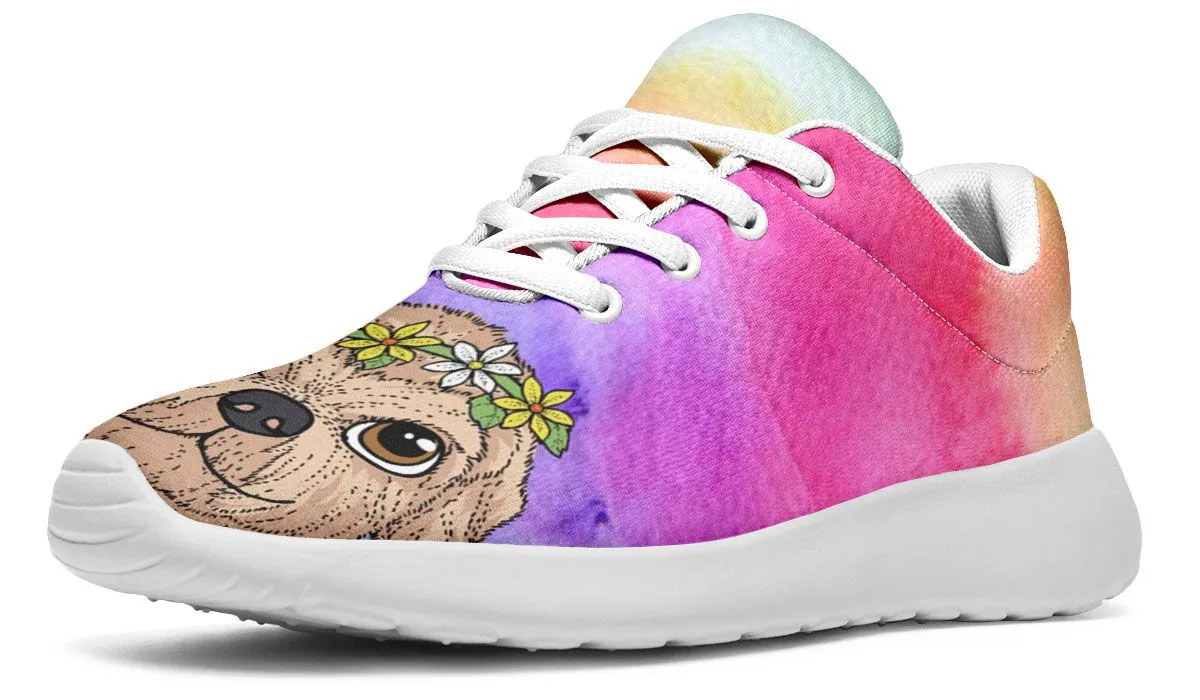 Fun Floral Golden Doodle Sneakers