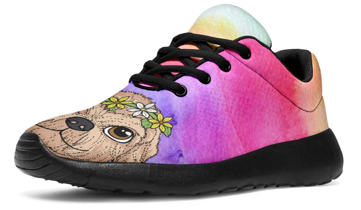 Fun Floral Golden Doodle Sneakers