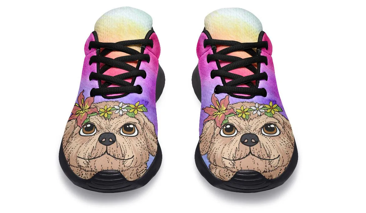 Fun Floral Golden Doodle Sneakers