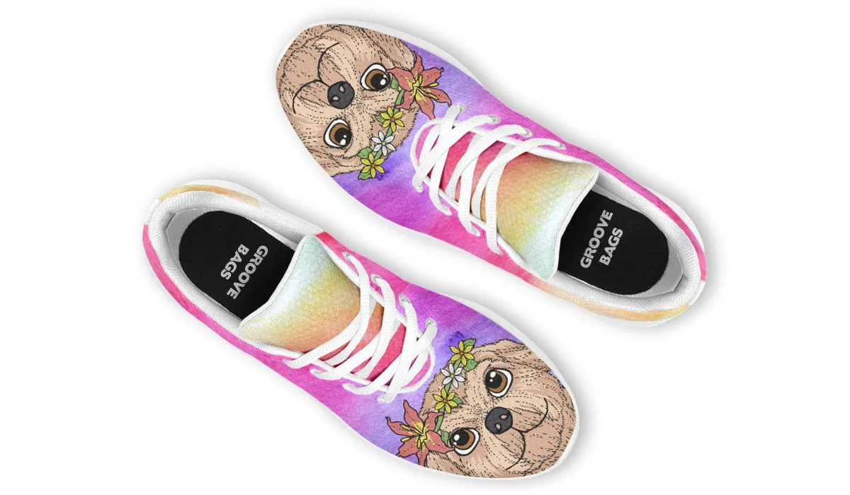 Fun Floral Golden Doodle Sneakers