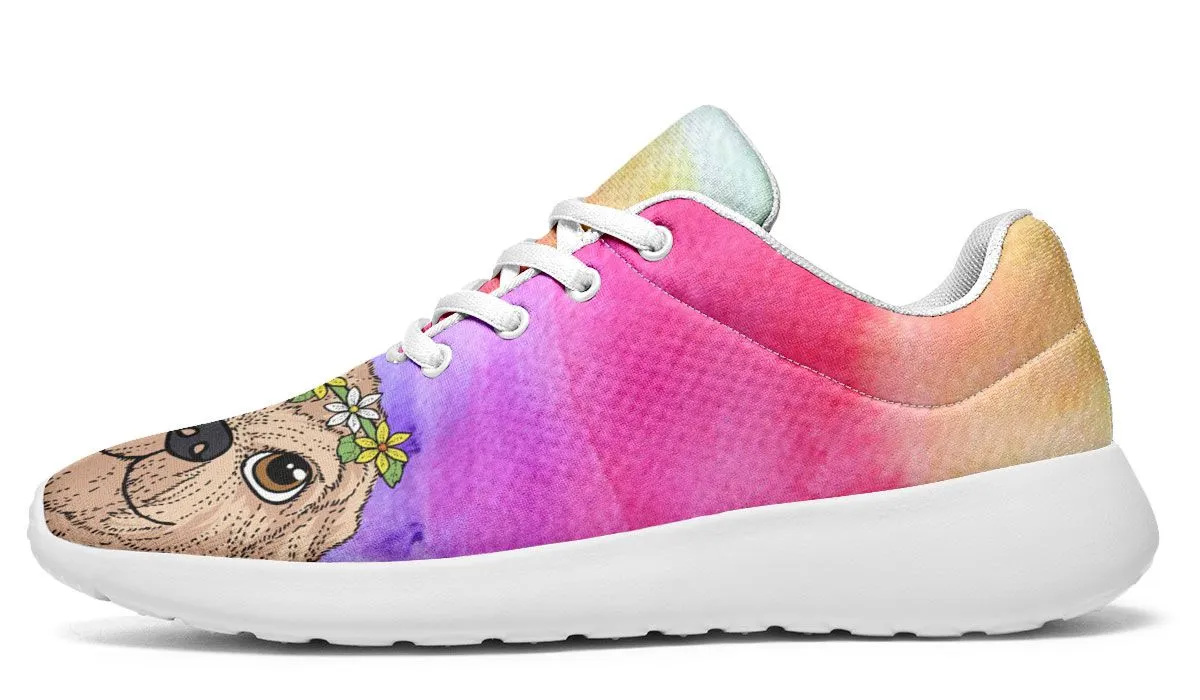 Fun Floral Golden Doodle Sneakers