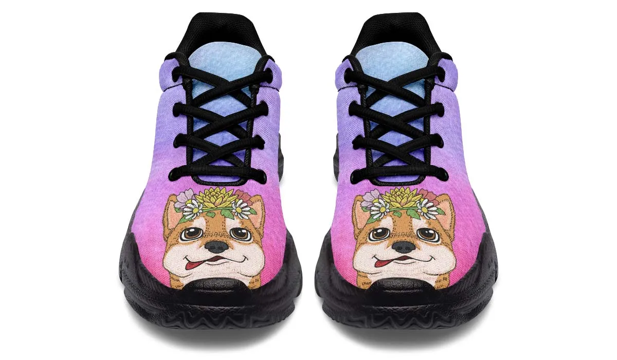 Fun Floral Shiba Inu Chunky Sneakers