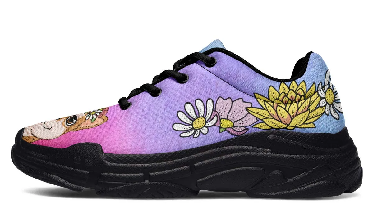 Fun Floral Shiba Inu Chunky Sneakers