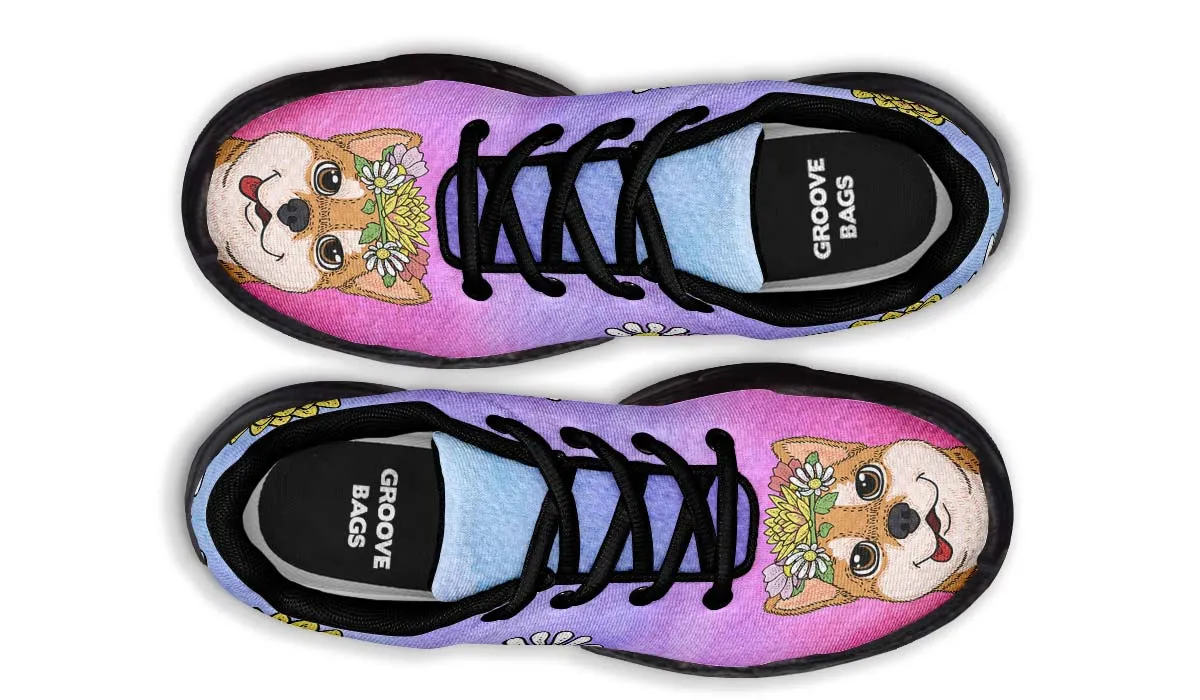 Fun Floral Shiba Inu Chunky Sneakers