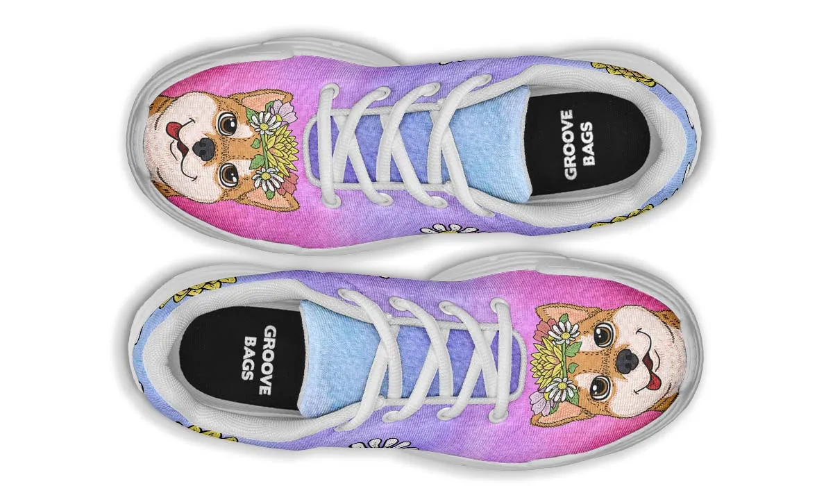 Fun Floral Shiba Inu Chunky Sneakers