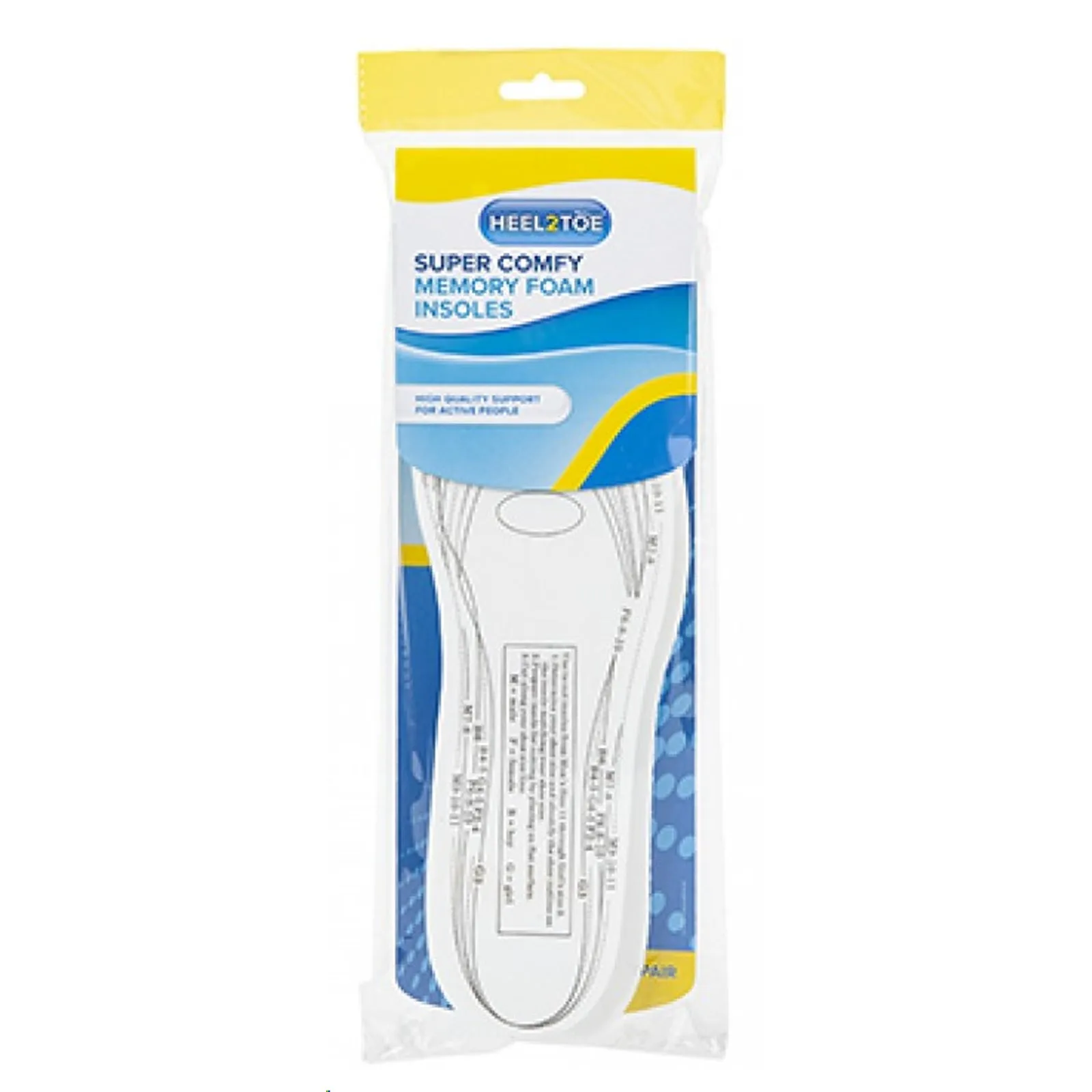 Heel2Toe Memory Foam Insoles 1 Pair