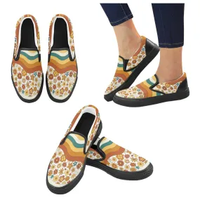 Hipster Groovy 70's Flower Power Slip-on Canvas Women's Retro Shoes