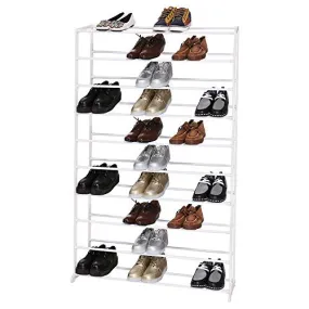 Homdox 10-Tier Shoe Rack 50 Pairs Shoe Tower Organizer Cabinet - White