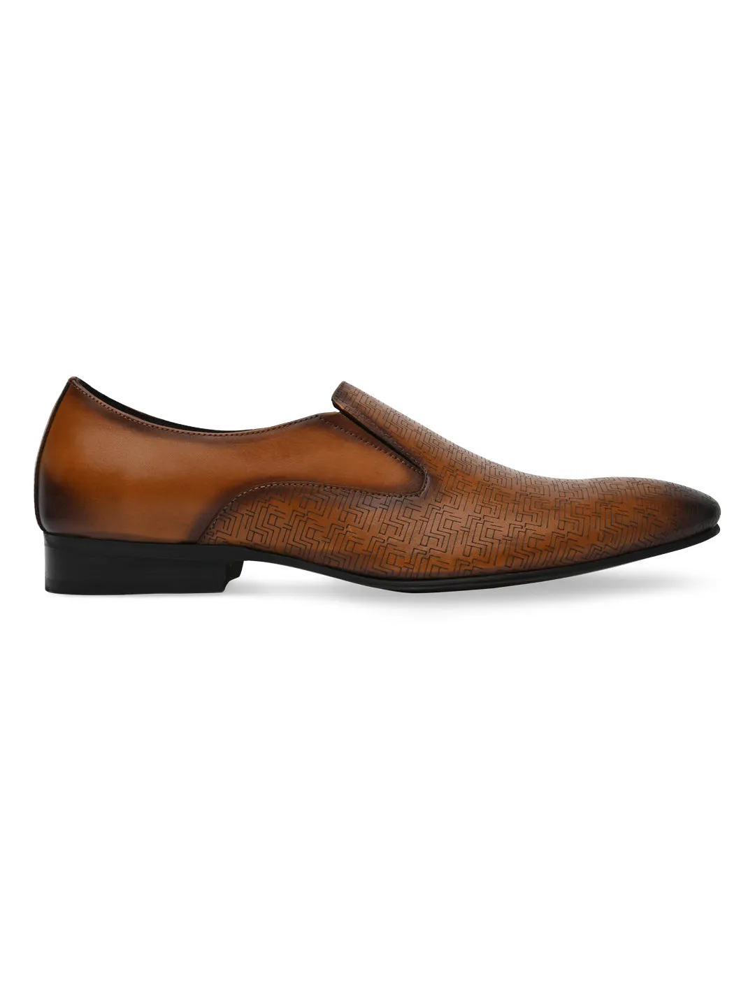 Imperio By Regal Tan Mens Textured Leather Formal Slip Ons