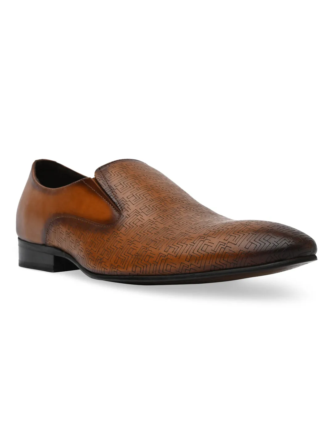 Imperio By Regal Tan Mens Textured Leather Formal Slip Ons