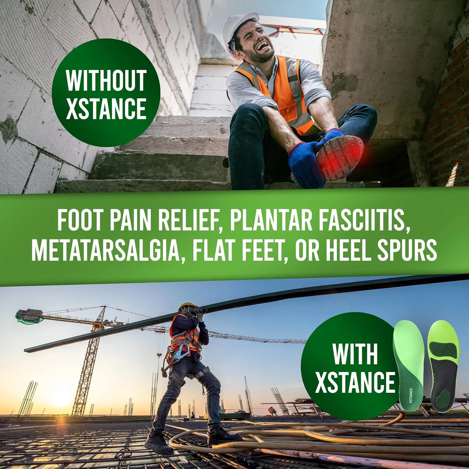 Insoles for Shoes and Work Boots | Plantar Fasciitis Relief and Arch Support | Orthotic Inserts for Men and Women | Relieve Foot Pain | Anti-Fatigue Good for 200  lbs (5-6.5 Women)