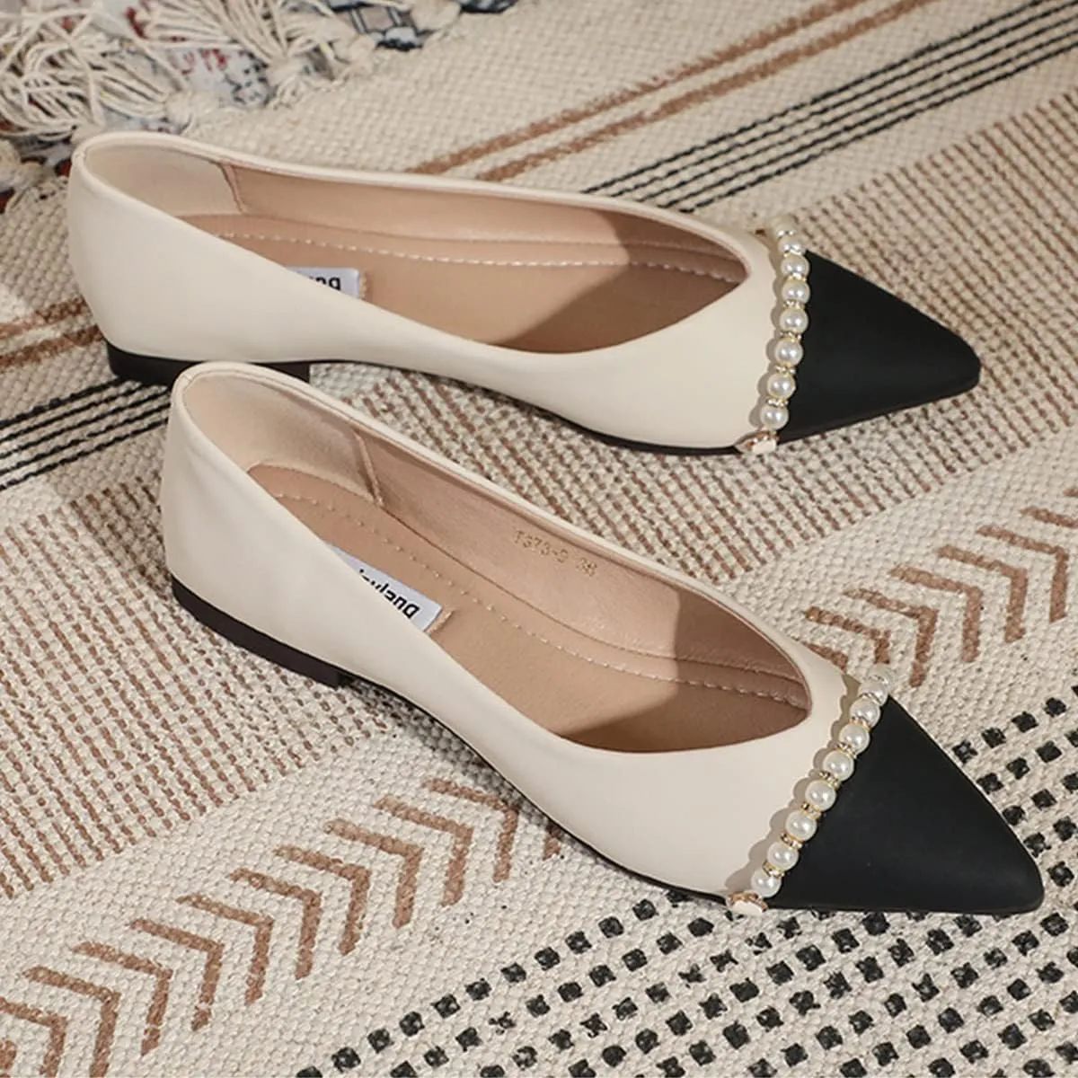 JOEupin Women's Pointed Toe Flats Dressy Ballet Flats Foldable Low Heel Dress Shoes Comfortable