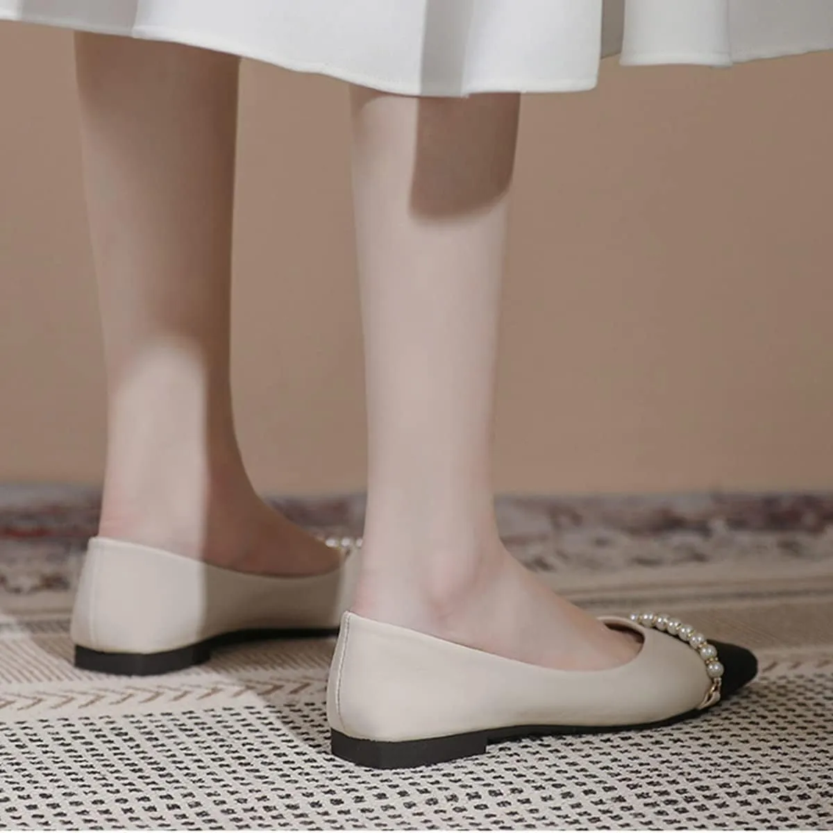 JOEupin Women's Pointed Toe Flats Dressy Ballet Flats Foldable Low Heel Dress Shoes Comfortable