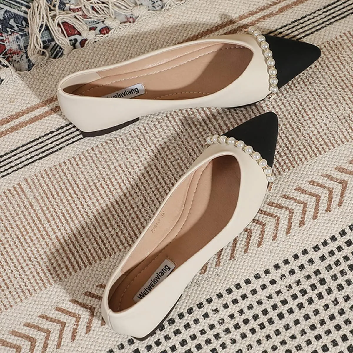 JOEupin Women's Pointed Toe Flats Dressy Ballet Flats Foldable Low Heel Dress Shoes Comfortable
