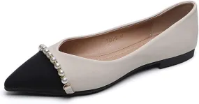 JOEupin Women's Pointed Toe Flats Dressy Ballet Flats Foldable Low Heel Dress Shoes Comfortable