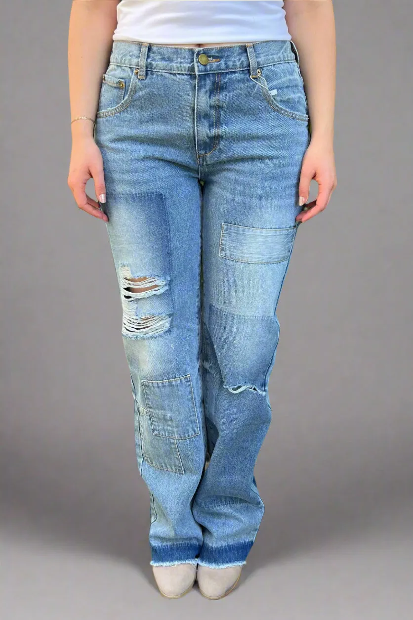 Kayla Patchwork Denim Jeans