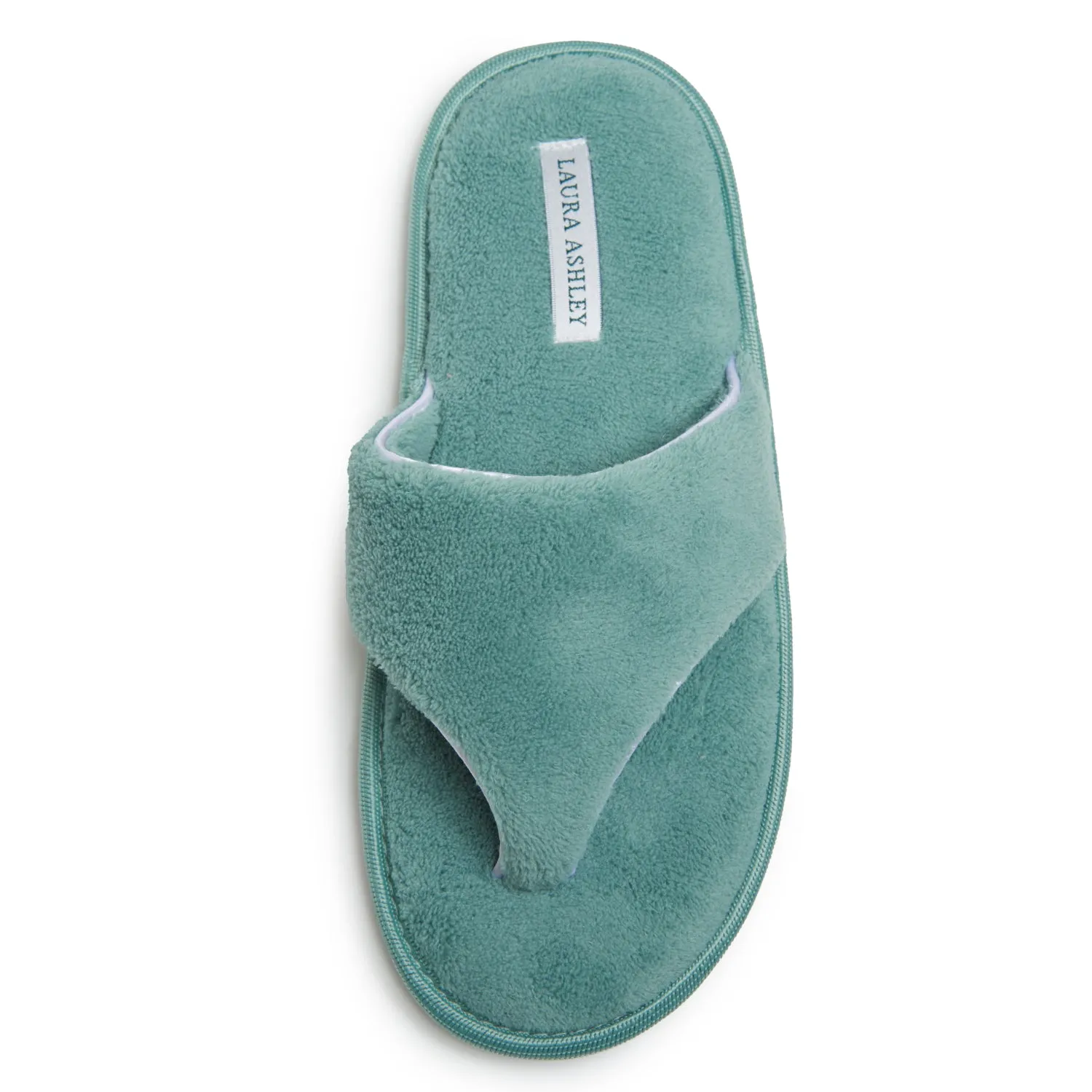 Laura Ashley Womens Fleece Thong House Slippers with Memory Foam, Ladies Easy Slip on Soft Cozy Warm Indoor Outdoor Flip Flops