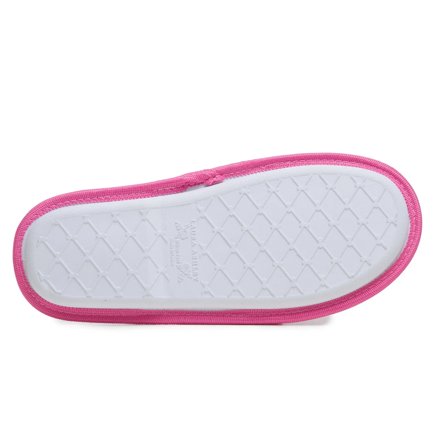 Laura Ashley Womens Fleece Thong House Slippers with Memory Foam, Ladies Easy Slip on Soft Cozy Warm Indoor Outdoor Flip Flops