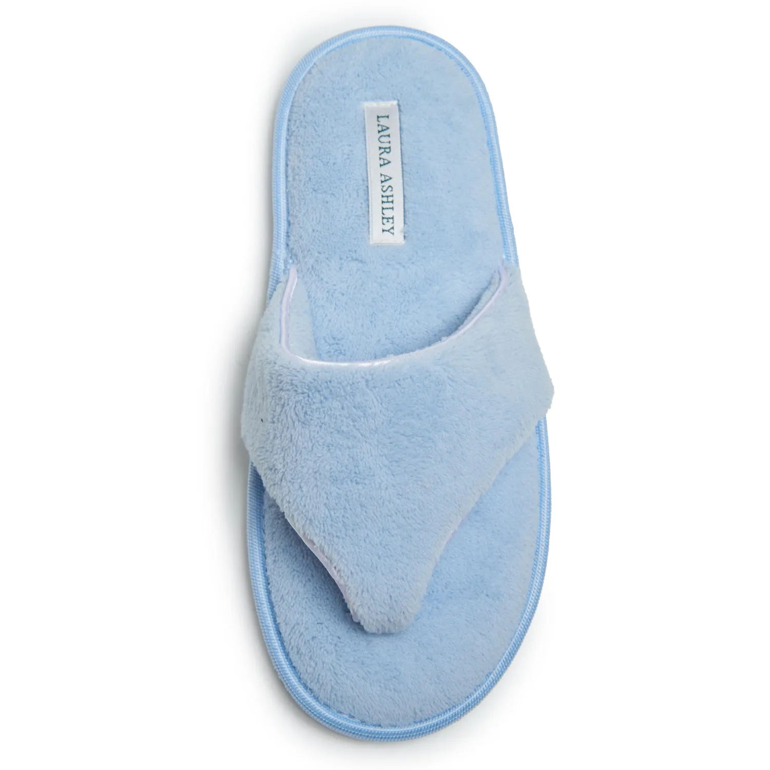 Laura Ashley Womens Fleece Thong House Slippers with Memory Foam, Ladies Easy Slip on Soft Cozy Warm Indoor Outdoor Flip Flops