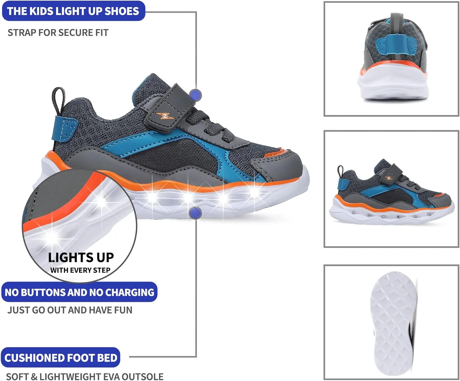 Light Up Shoes Toddler Girls Boys Lightweight LED Flashing Glitter Mesh Breathable Adorable Sneakers for Toddler/Little Kid