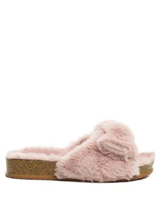 London Rag Fuzzy Cutie Bow Fur Slides