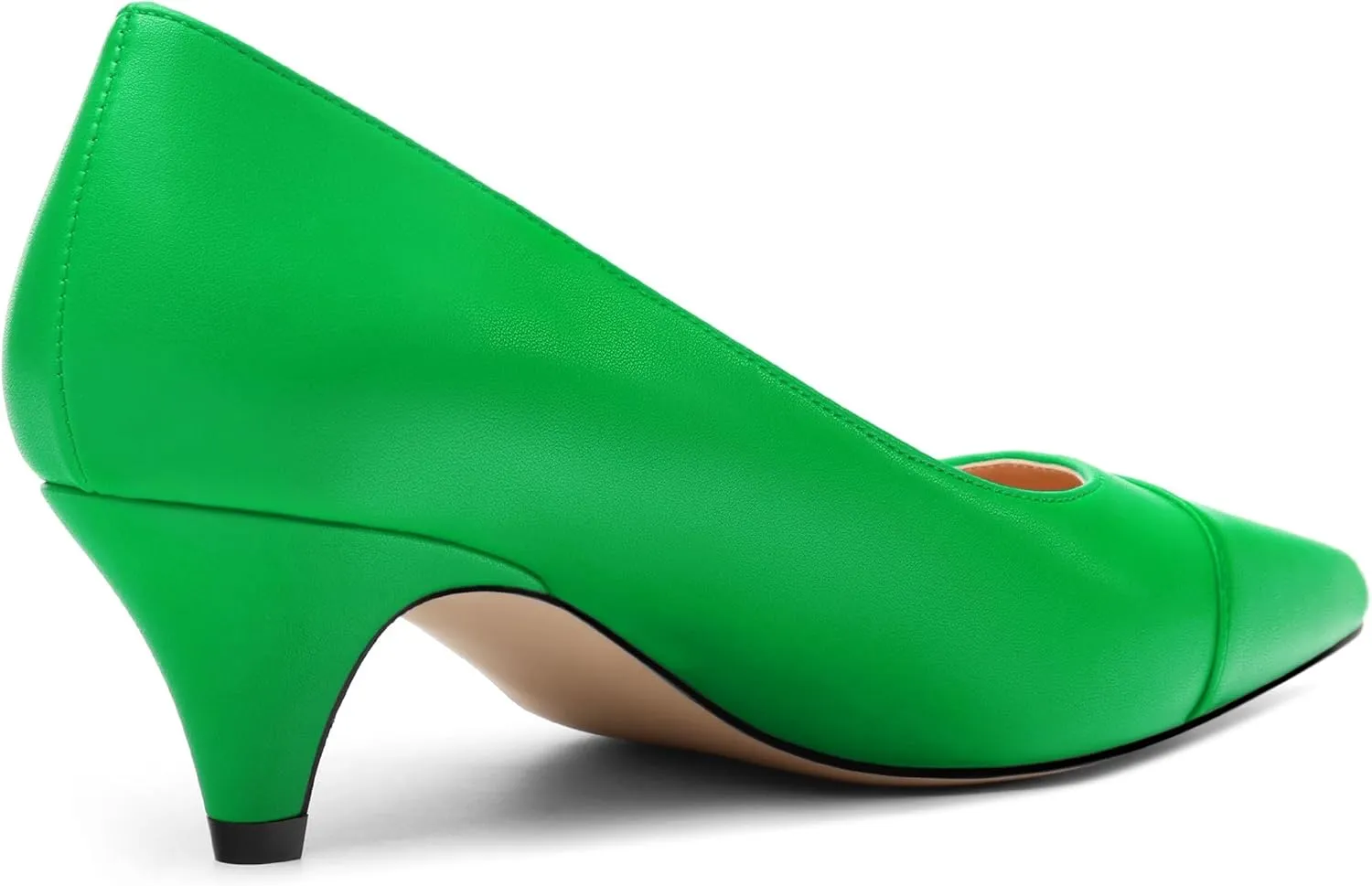 Low Heel Pumps for Women, Closed Pointed Toe Slip On Solid Matte Kitten Low Heel Dress Shoes 2 Inch