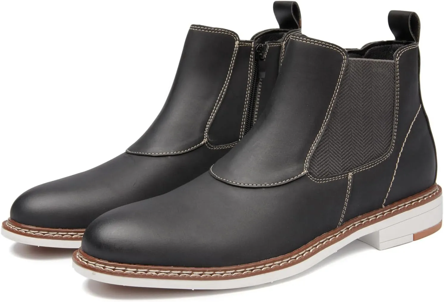 Men's Chelsea Boots Casual Chukka Ankle Boots Side Zipper Clouser Elastic Dress Boots Work Shoes for Men.