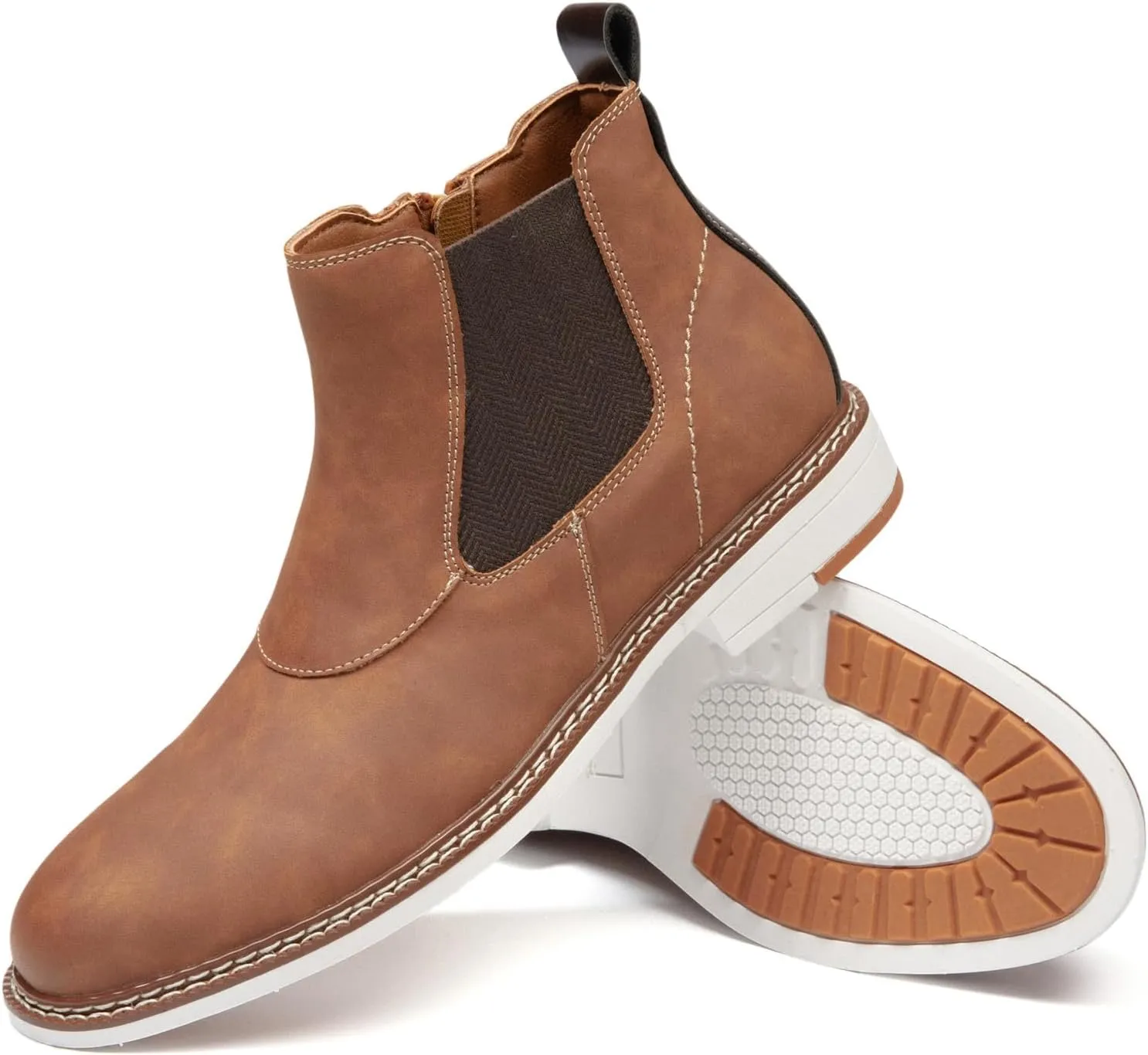 Men's Chelsea Boots Casual Chukka Ankle Boots Side Zipper Clouser Elastic Dress Boots Work Shoes for Men.