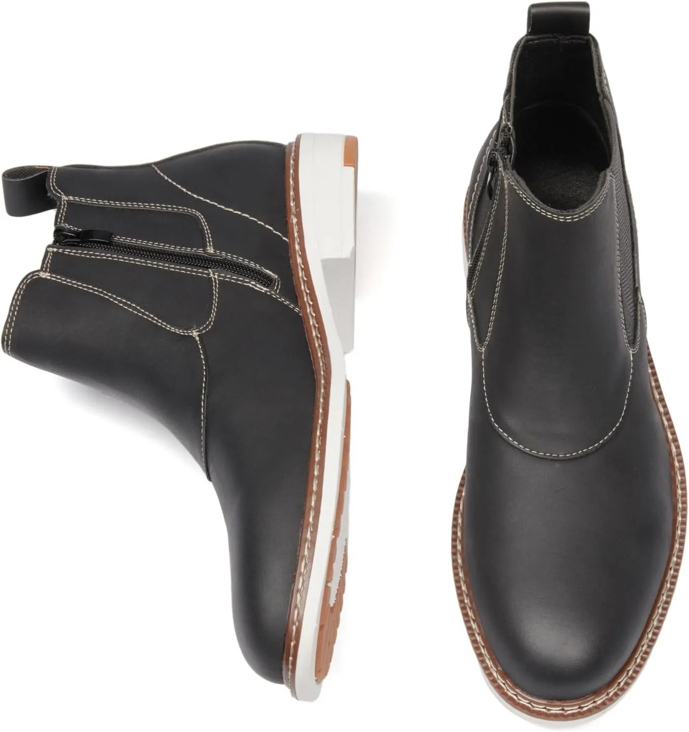 Men's Chelsea Boots Casual Chukka Ankle Boots Side Zipper Clouser Elastic Dress Boots Work Shoes for Men.