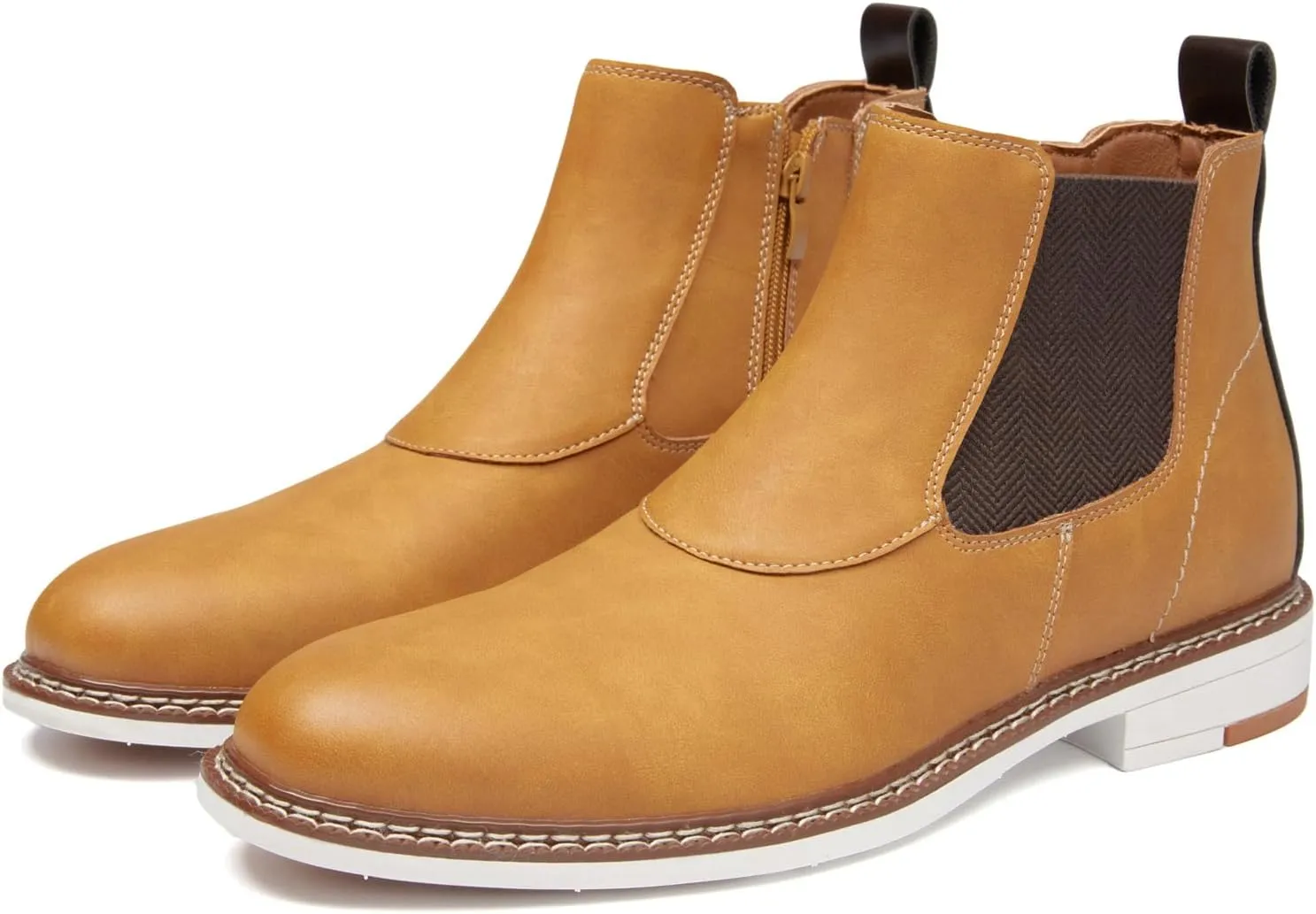 Men's Chelsea Boots Casual Chukka Ankle Boots Side Zipper Clouser Elastic Dress Boots Work Shoes for Men.