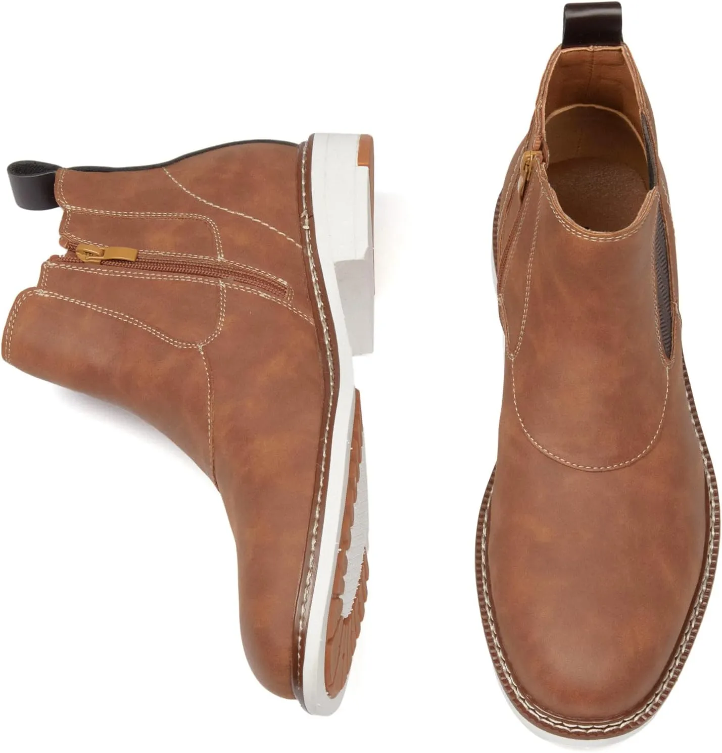 Men's Chelsea Boots Casual Chukka Ankle Boots Side Zipper Clouser Elastic Dress Boots Work Shoes for Men.