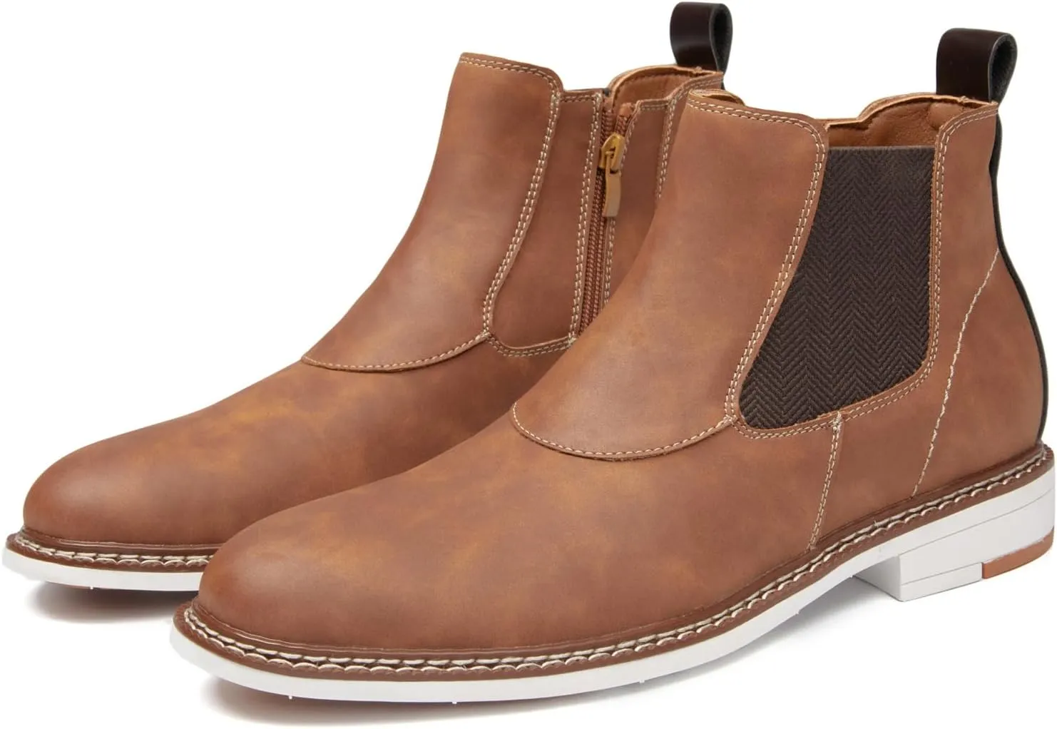 Men's Chelsea Boots Casual Chukka Ankle Boots Side Zipper Clouser Elastic Dress Boots Work Shoes for Men.