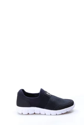 Men's Navy Slip-On Sneakers with Mesh Upper and White Sole - Wessi