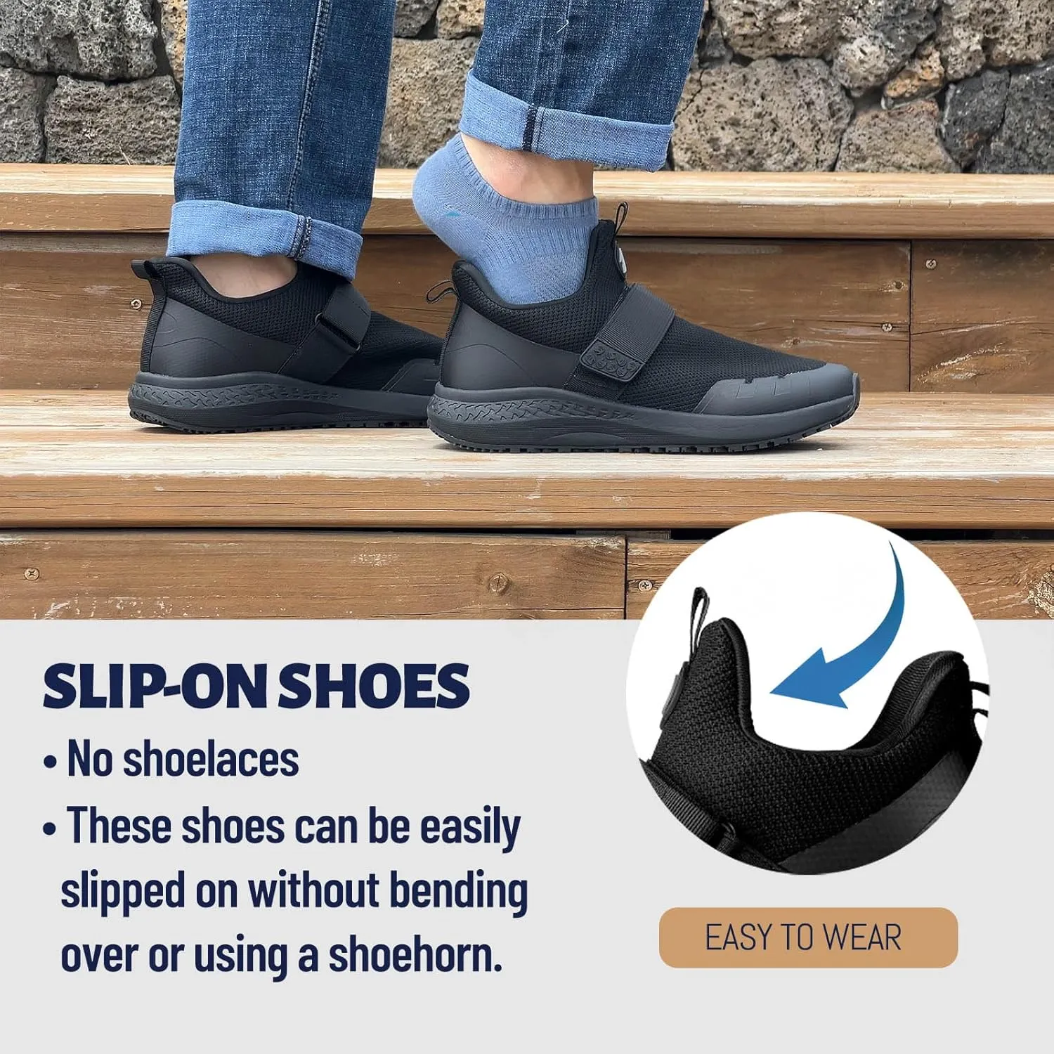 Mesh Non Slip Work Shoes for Men Food Service Slip On Chef Kitchen Shoes Waterproof Work Shoes Restaurant Slip Resistant Walking and Casual Breathable Working Footwear