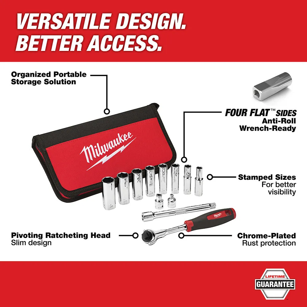 Milwaukee 48-22-9000 12 Piece 3/8" Drive SAE Socket Set